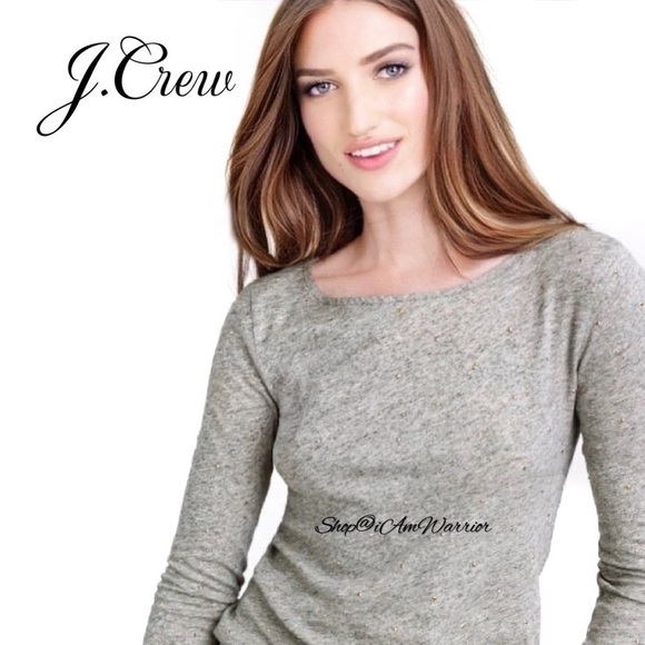 J.Crew gray slub cotton jersey studded rhinestone tee *shop@iamwarrior - Picture 1 of 8